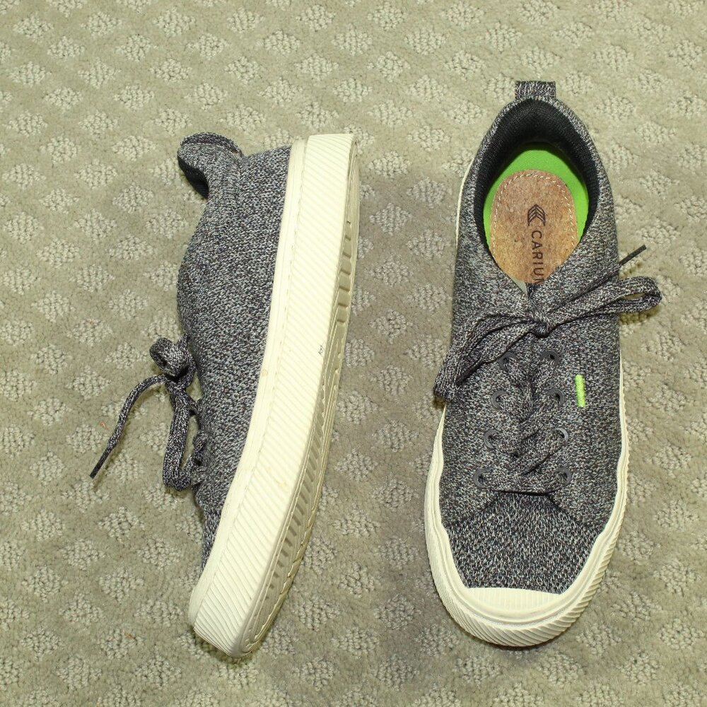 Cariuma Oca Women US 6.5 Variegated Black Canvas Low Top Sneakers Lace Up Shoes